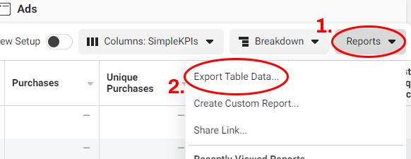 Export Campaign Table Data to Excel CSV file